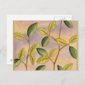 Groene en gele bladeren op zonnescherm briefkaart (Voorkant / Achterkant)