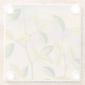 Groene en gele bladeren op zonnescherm glazen onderzetter (Achterkant)