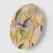Groene en gele bladeren op zonnescherm grote klok (Hoek)