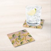 Groene en gele bladeren op zonnescherm kartonnen onderzetters (Insitu)