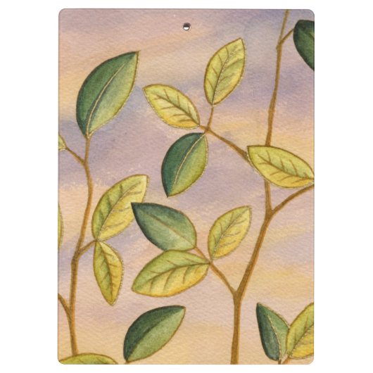 Groene en gele bladeren op zonnescherm klembord (Achterkant)