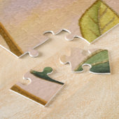 Groene en gele bladeren op zonnescherm legpuzzel (Zijkant)