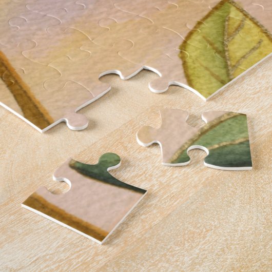 Groene en gele bladeren op zonnescherm legpuzzel (Zijkant)