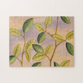 Groene en gele bladeren op zonnescherm legpuzzel (Horizontaal)