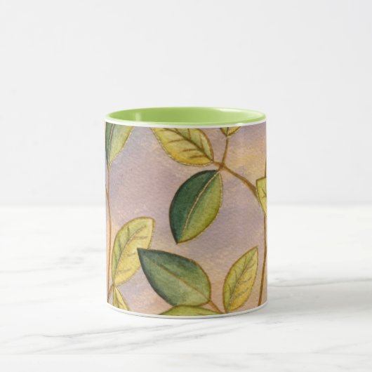 Groene en gele bladeren op zonnescherm mok (Midden)