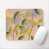 Groene en gele bladeren op zonnescherm muismat (Met muis)