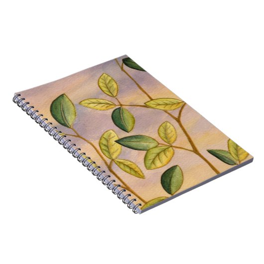 Groene en gele bladeren op zonnescherm notitieboek (Rechterzijde)