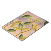 Groene en gele bladeren op zonnescherm notitieboek (Linkerzijde)