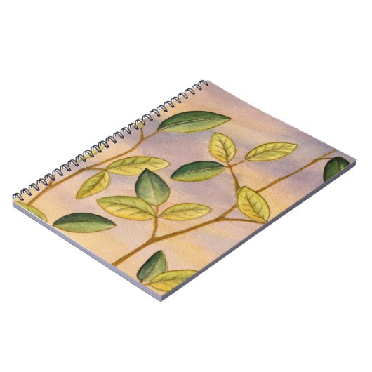 Groene en gele bladeren op zonnescherm notitieboek (Linkerzijde)