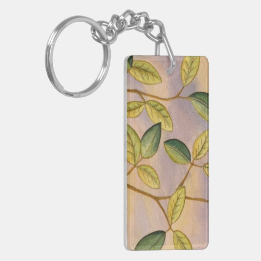 Groene en gele bladeren op zonnescherm sleutelhanger (Voorkant Links)