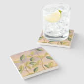 Groene en gele bladeren op zonnescherm stenen onderzetter (Zijkant)