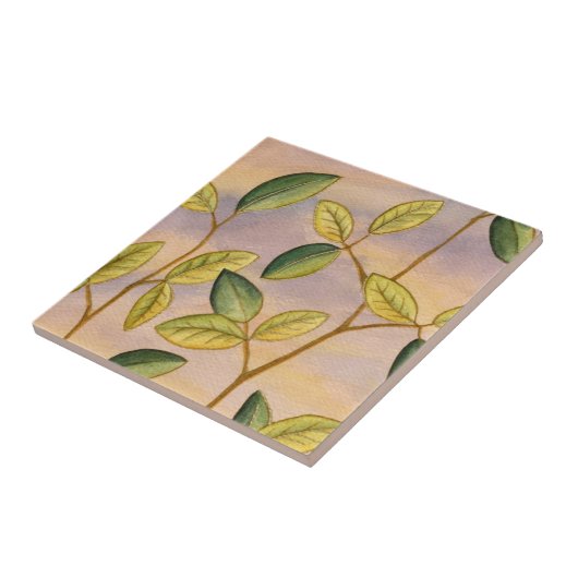 Groene en gele bladeren op zonnescherm tegeltje (Zijkant)