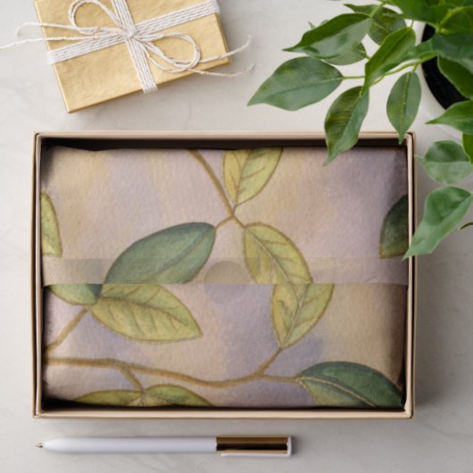 Groene en gele bladeren op zonnescherm tissuepapier (Geschenk)