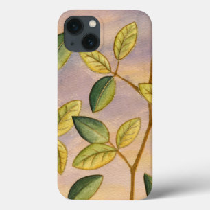 Groene en gele bladeren tegen een zonsondergangsac Case-Mate iPhone case