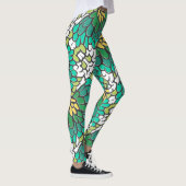 Groene en gele bloemen leggings (Rechts)