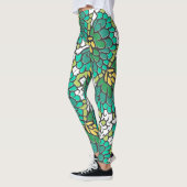 Groene en gele bloemen leggings (Links)
