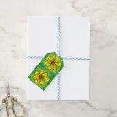 Groene en gele bloemige cadeaubijlage cadeaulabel (Met Touw)