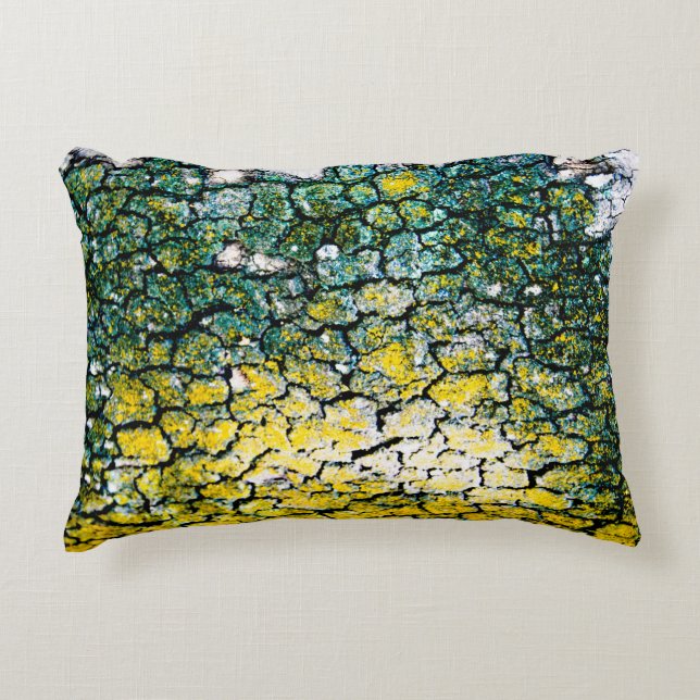 Groene en gele boomschors accent kussen (Voorkant)