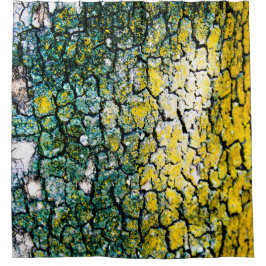 Groene en gele boomschors douchegordijn