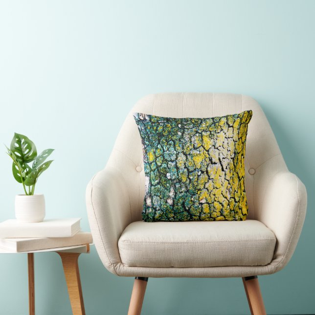 Groene en gele boomschors kussen (Stoel)
