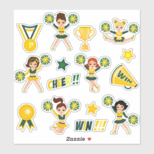 Groene en Gele Cheerleaders Sticker