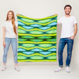 Groene en gele chevron fleece deken