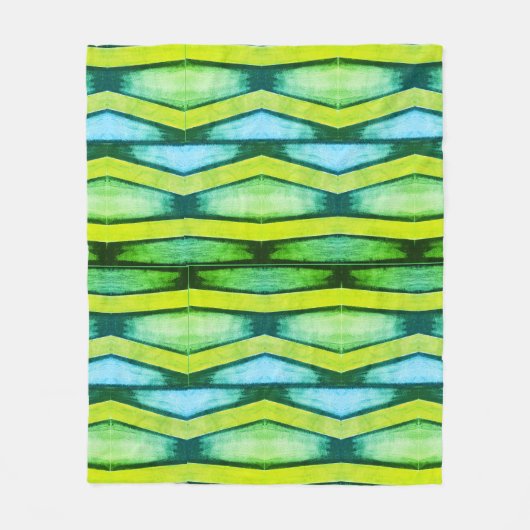 Groene en gele chevron fleece deken (Voorkant)
