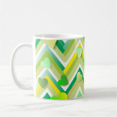 Groene en gele Chevron Koffiemok (Links)
