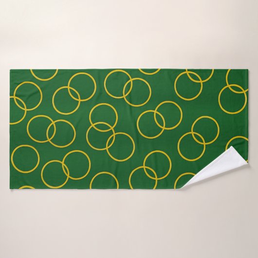 Groene en gele cirkels badhanddoek (Badhanddoek)