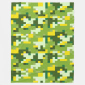 Groene en Gele Digitale Camouflage Fleece Deken (Voorkant)