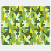Groene en Gele Digitale Camouflage Fleece Deken (Voorkant (Horizontaal))