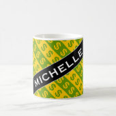 Groene en gele dollaire tekens ($) Gestreepte patr Koffiemok (Center)