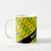 Groene en gele dollaire tekens ($) Gestreepte patr Koffiemok (Links)