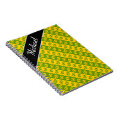 Groene en gele dollaire tekens ($) Gestreepte patr Notitieboek (Rechterzijde)