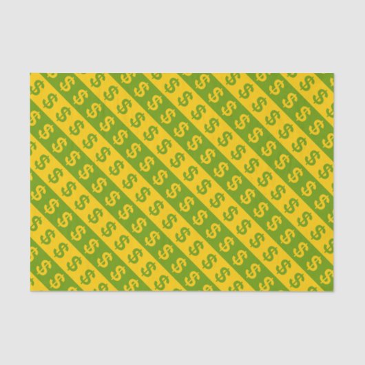 Groene en gele dollaire tekens gestript patroon tissuepapier (Voorkant)