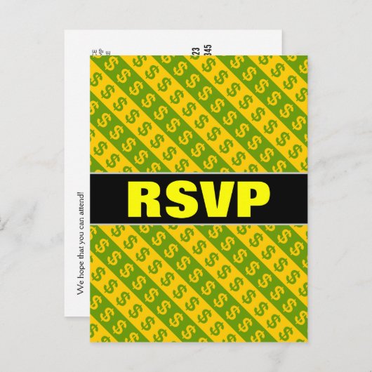 Groene en gele Dollar-tekens ($) Gestreepte patroo Briefkaart (Voorkant / Achterkant)