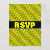 Groene en gele Dollar-tekens ($) Gestreepte patroo Briefkaart (Voorkant)