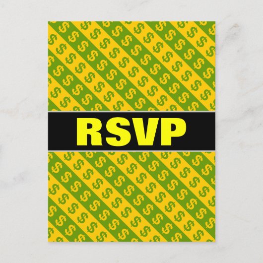Groene en gele Dollar-tekens ($) Gestreepte patroo Briefkaart (Voorkant)