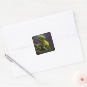 Groene en Gele Draak Vierkante Sticker (Envelop)