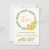 Groene en Gele Floral Wreath Birthday Invitation Kaart (Voorkant)