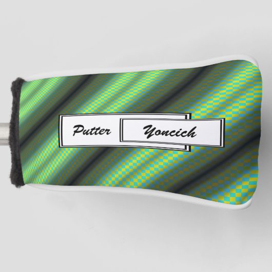 Groene en gele gecheckte buizen door Kenneth Yonci Golfheadcover (Voorkant)