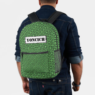 Groene en gele Gecontroleerde buizen door Kenneth  Bedrukte Rugzak