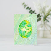 Groene en gele gekleurde eieren briefkaart (Staand voorkant)