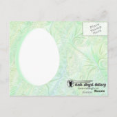 Groene en gele gekleurde eieren briefkaart (Achterkant)