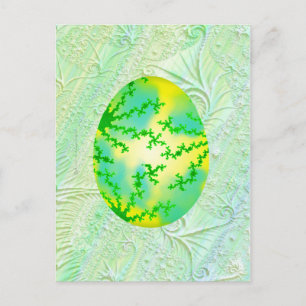 Groene en gele gekleurde eieren briefkaart