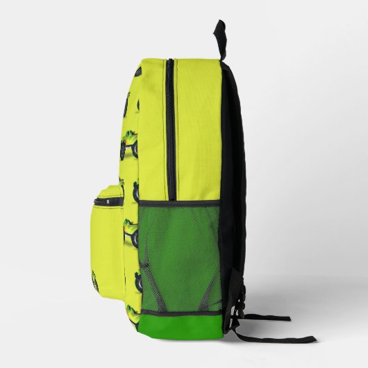 Groene en gele gepersonaliseerde monstertruck bedrukte rugzak (Rechts)