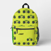 Groene en gele gepersonaliseerde monstertruck bedrukte rugzak (Voorkant)