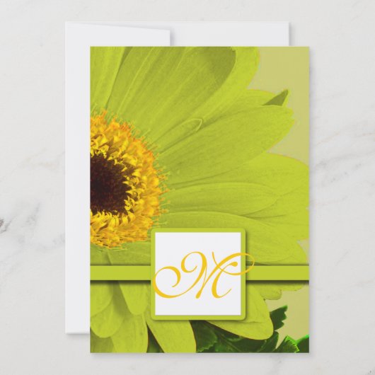 Groene en Gele Gerber Daisy Wedding Invitation Kaart (Achterkant)