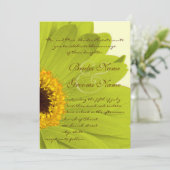 Groene en Gele Gerber Daisy Wedding Invitation Kaart (Staand voorkant)