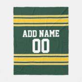 Groene en gele Gold Striped Custom Sports Fleece Deken (Voorkant)